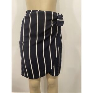 NWT Loft Stripe Skirt wrap Nautical Chic navy blue & white bow accent 0 Petite